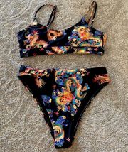 Bikini Dragon Pattern with High Waisted Bottoms