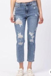 NEW judy blue don't be distressed boyfriend jeans