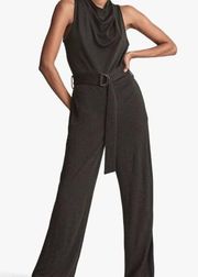 NWT Reiss Jersey Cowl Neck Jumpsuit, Dark Green