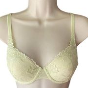 NWOT ~ VANITY FAIR Yellow Lace Underwire Bra ~ Women's Size 34C