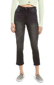 BP Nordstrom Women's Black High Rise Straight Leg Crop Jeans - 28 - Distressed