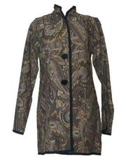 Women's Jacket long sleeve Vintage Medium embordered with paisley pattern‎