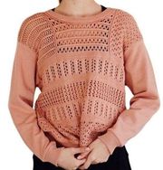 Free People  Movement Keenan Sweater XS Pink Knit Crew Neck Long Sleeve 264