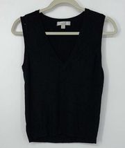 CASLON BLACK V-NECK PULLOVER SLEEVELESS SWEATER SMALL