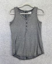 Prana Women's Blouse Sleeveless Tank Pullover Striped Gray Size XS Henley