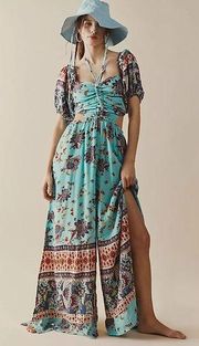 Free People Bali Citrus Skies One-Piece Printed Boho Cutouts Tropical Jumpsuit L