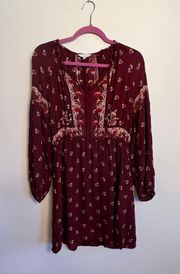 Boho Maroon Dress