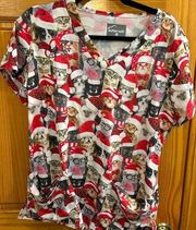 Buttersoft nurse scrubs, Christmas kitten