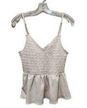 Wishlist Smocked Peplum Tank Top Cream Size Small