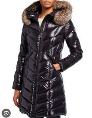 MONCLER FULMARUS BLUE FROST FOX PUFFER COAT