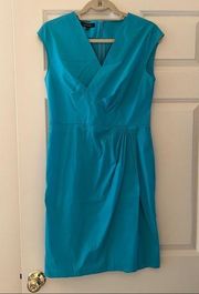 Lafayette 148 New York Aqua Blue V-Neck Dress | 4