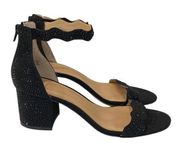 INC Womens Hadwin Jeweled Ankle Strap Heel Sandals  Black Size 9