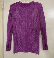 Lululemon  swiftly tech ultraviolet purple cable knit long sleeve top size 6