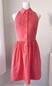 Boston Proper Coral Collared Sleeveless Dress