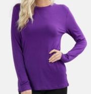 NWT Zenana Round Neck Long Sleeve T-Shirt - Purple Rush Size Small