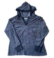 Nicole Miller New York Heathered Blue Hooded Fleece Top XL