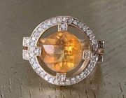 Citrine and diamond 14 karat gold ring sz 7