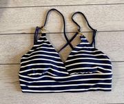 La blanca capri stripe swim top blue and white size US 8