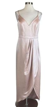 XSCAPE Women's Formal Dress Size 8 Pink Satin Sleeveless V-Neck Evening Gown