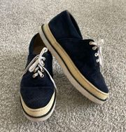 Stuart Weitzman blue suede platform sneakers 8