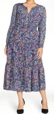 BeachLunchLounge Collection Long Sleeve Tiered 2-Piece Midi Dress Size M Boho