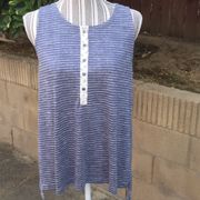 NWT Hem & Thread Womens Size Medium Striped sleeveless blue tank Top