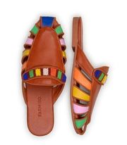 Farm Rio Rust Rainbow Beaded Mule Womens Size 7