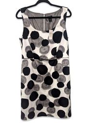 ANN TAYLOR NWT WATERCOLOR GRAY AND BLACK POLKA DOT PENCIL DRESS SIZE 12