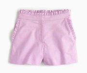 J. Crew Lilac Orchid Flat Front High Waist Stretch Ruffle Shorts Sz 12