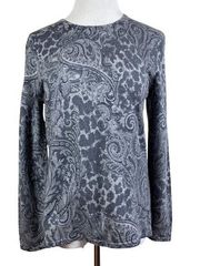 Pendleton Sweater M Gray Paisley 100% Merino‎ Wool Long Sleeve Crewneck