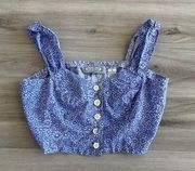 Bonjour M Purple Floral Boho Crop Top