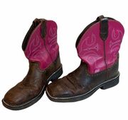 Justin Gypsy Western Boots, Brown and Fuchsia