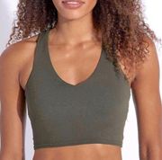 Alo Yoga Airbrush Real Bra Olive Green Athletic Sports Bra