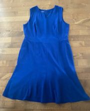 Pendleton Fit & Flare Midi  Cobalt Blue Ciffon V-neck Sleeveless dress size 20w