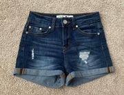 Blue Ripped Jean Shorts 