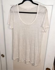 CP Shades 100% Linen Burnout Swoop Neck T-Shirt Cover Up