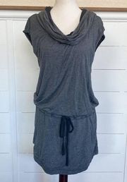 Athleta Translation reversible dress black gray Cowl neck SZ MP