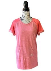 Adidas women’s salmon pink raglan sleeve climate pullover t shirt mini dress S