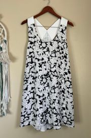 Silk Floral Cut Out Slip Dress White Black Size 4