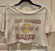 Junk Food Los Angeles Lakers Cropped Graphic Tee Shirt White