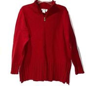 Coldwater Creek Red Quarter Zip Sweater Medium