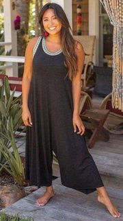 NATURAL LIFE Willow Jumpsuit - Charcoal SIZE SMALL oversized crochet casual boho