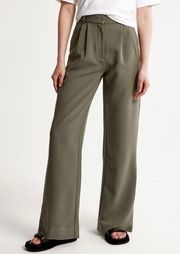 Abercrombie & Fitch Sloane Olive Sage Green Wide Leg Tailored Pants 25/ 0 Short