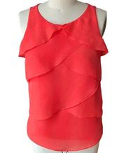 COVINGTON Coral Orange Tiered Sleeveless Shell Tank Blouse ~ Women's Size MEDIUM