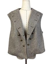 Lane Bryant Tweed Wool Vest Womens Size 26 Adjustable Military Style Lined