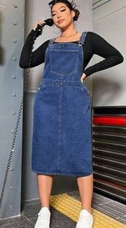 SheIn  Plus Slant Pocket Denim Overall Dress Without Tee