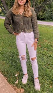 Green Cropped Sweater 