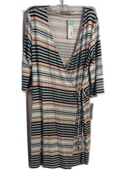 New NWT Loveappella Knit faux wrap dress striped Stitch Fix XL V neck