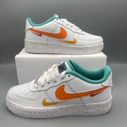 Nike Air Force 1 LV8 GS Big Girl 7Y Casual Shoes White/Safety Orange \Women #8.5