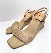 Jeffrey Campbell Sandals Rowboat Womens Size 6 Tan Ankle Strap Wedges